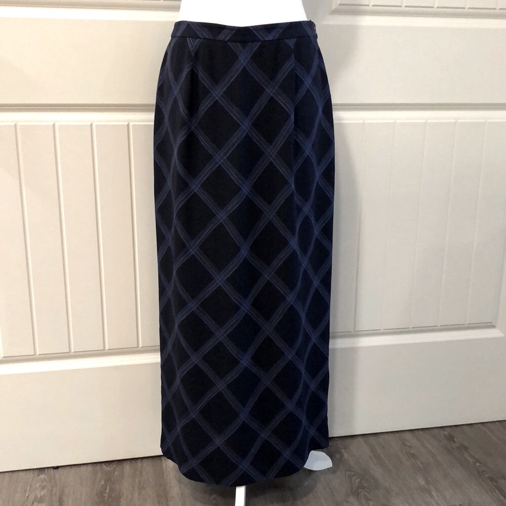 VTG 90’s Silk Navy Jones New York Maxi Skirt